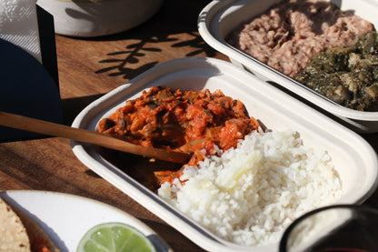 Champiñones al Chipotle con Arroz y Chile Güero