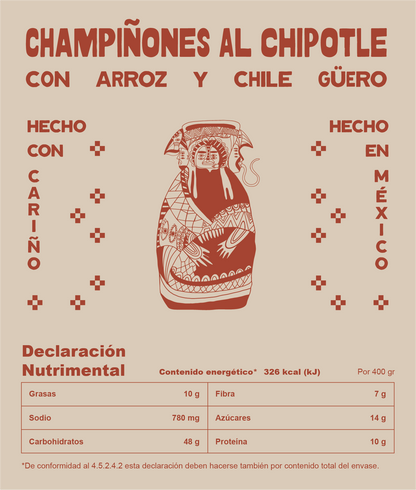 Champiñones al Chipotle con Arroz y Chile Güero
